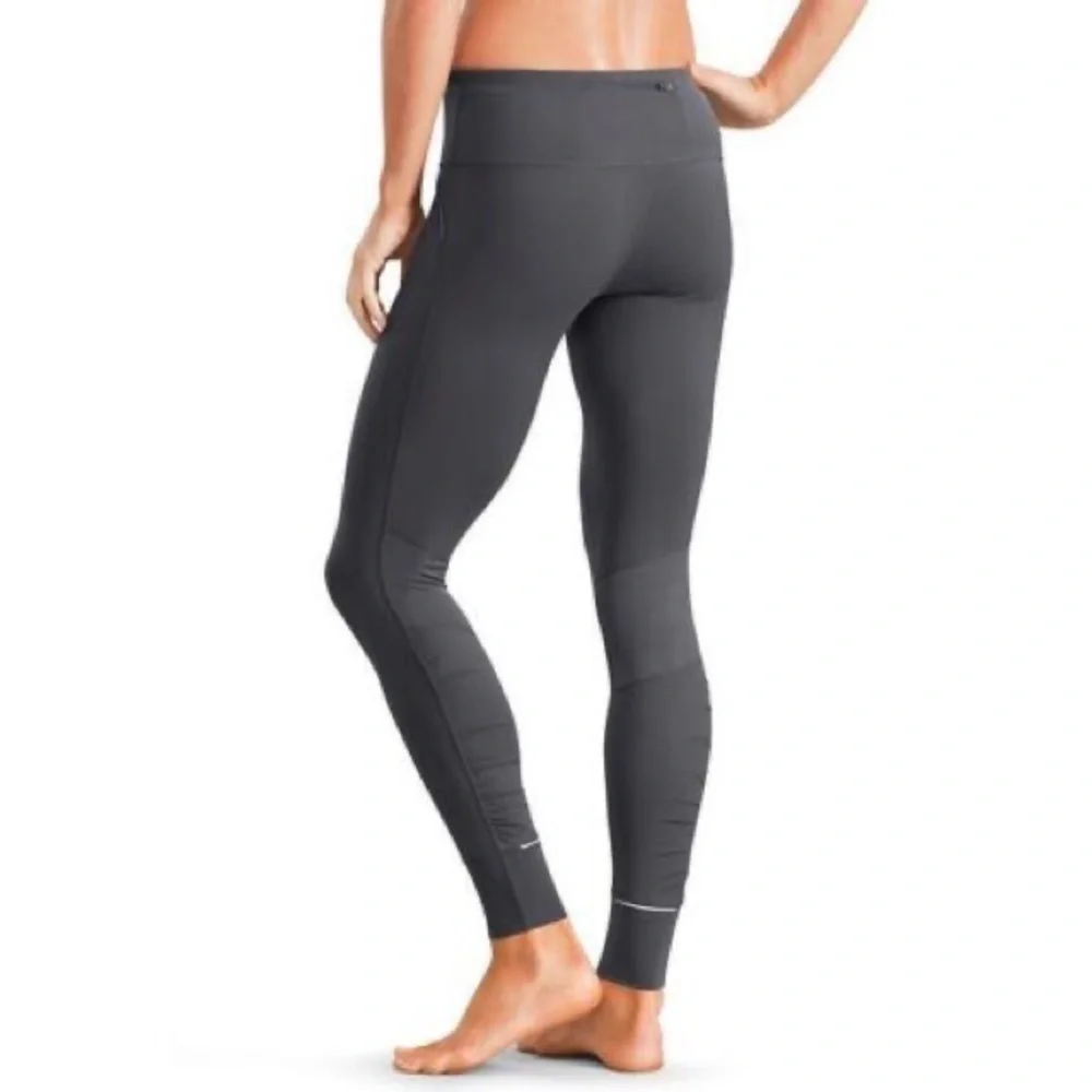 Athleta Flint Gray Relay Reflective Tight Ruched Calf Leggings 903959 EUC Size S